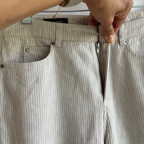 Ecru The Austin Straight wide leg denim pants, beige, micro stripe, size 6 (S) - Picture 3 of 9